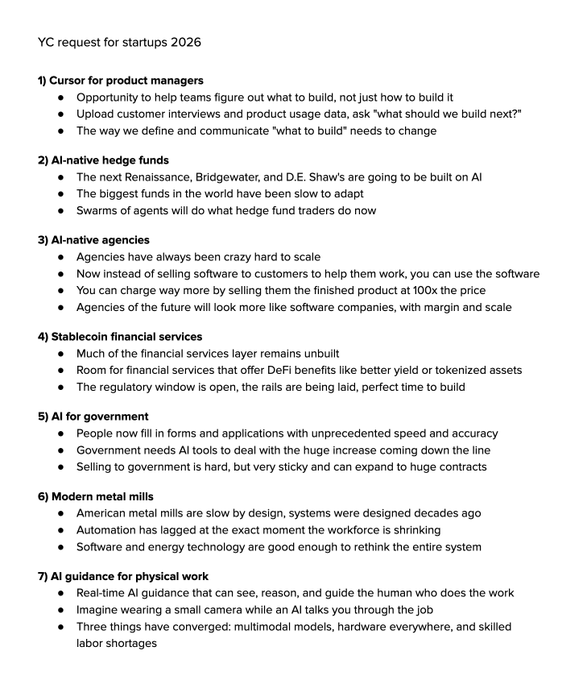 Most people don’t know this, but a16z and Y Combinator recently shared exactly what they’re looking for from new startups in 2026.

(don’t just bookmark this - actually take notes)