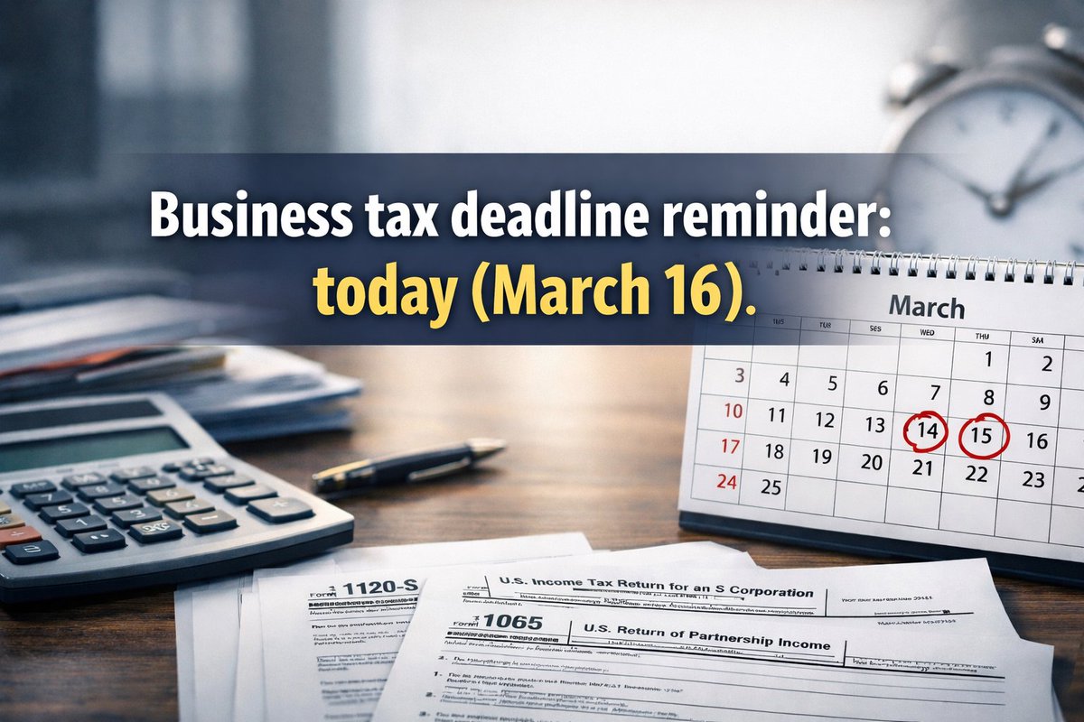 Viking_DNA's tweet photo. Business tax deadline reminder: tomorrow (March 16).
This typically applies to:
• Partnerships (Form 1065)
• S Corporations (Form 1120-S) https://t.co/hvfV3ykDiH