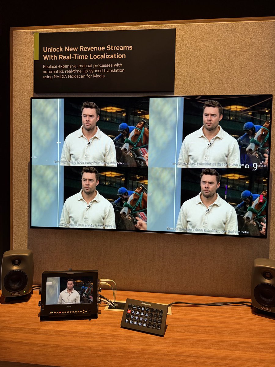 NVIDIA Holoscan for Media is impressive: ingest one live stream, localize it into many languages in real time, preserve the speaker’s voice, add lip-synced translation, and generate subtitles all from the same source feed. This can completely change global media distribution.