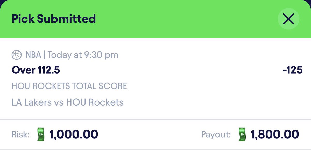 EliteZMT's tweet photo. 🚨🏀 NBA MAX BET Play (3) 🏀🚨- 3/16/2026

Fliff - (-125)($1,000 to win $1,800)

Houston Rockets Over “O” 112.5 Team Total Points (-125) https://t.co/7GxcSsopUf
