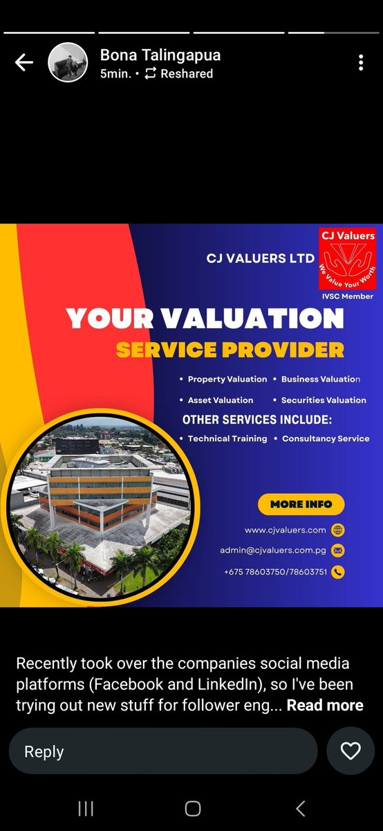 Quency_Hoooraay's tweet photo. CJ VALUERS LTD | Your Valuation Service Provider | 🇵🇬  Papua New Guinea #png https://t.co/DEe8JqGmoq