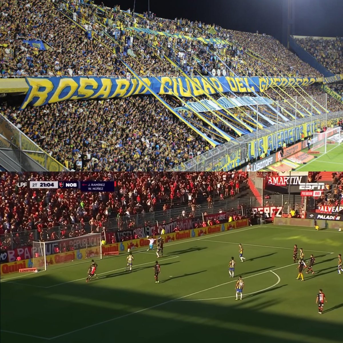 La popular de Central contra Banfield 

La popular Pecho en el Clásico 

Si vos sabes la gran verdad. 🔵🟡