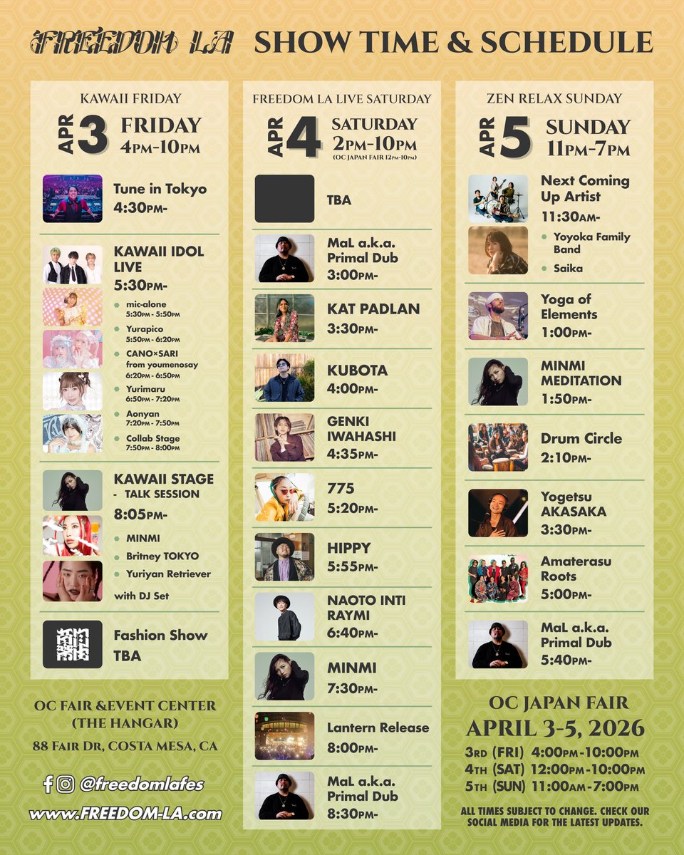 ／
4/4(土)「Freedom LA 2026 Spring」
タイムテーブル公開‼️
＼

ナオトは4/4(土)18:40から出演いたします🌸
お楽しみに〜🥳

【公式サイト】
freedom-la.com

【公式SNS】
instagram.com/freedomlafes/