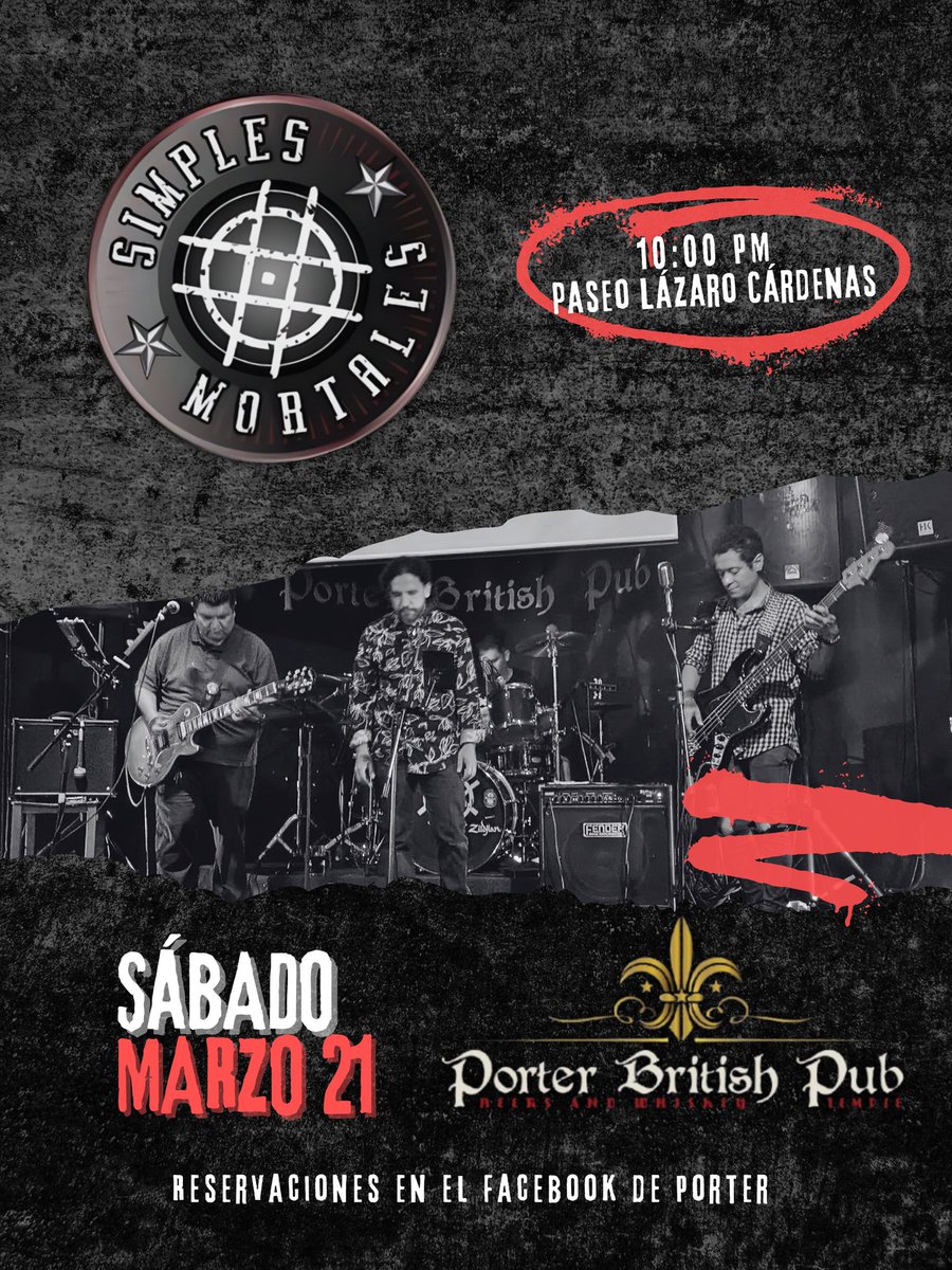 SimplesUruapan's tweet photo. ¡Familia! Este próximo sábado 21 de Marzo los esperamos con nuestros amigos de Porter British Pub Uruapan para una noche llena de mucho rock y cerveza bien fría 🤟🏻.!

.

#Uruapan #SimplesMortales #Rock #PorterBritishPub https://t.co/xxOBbriMK1