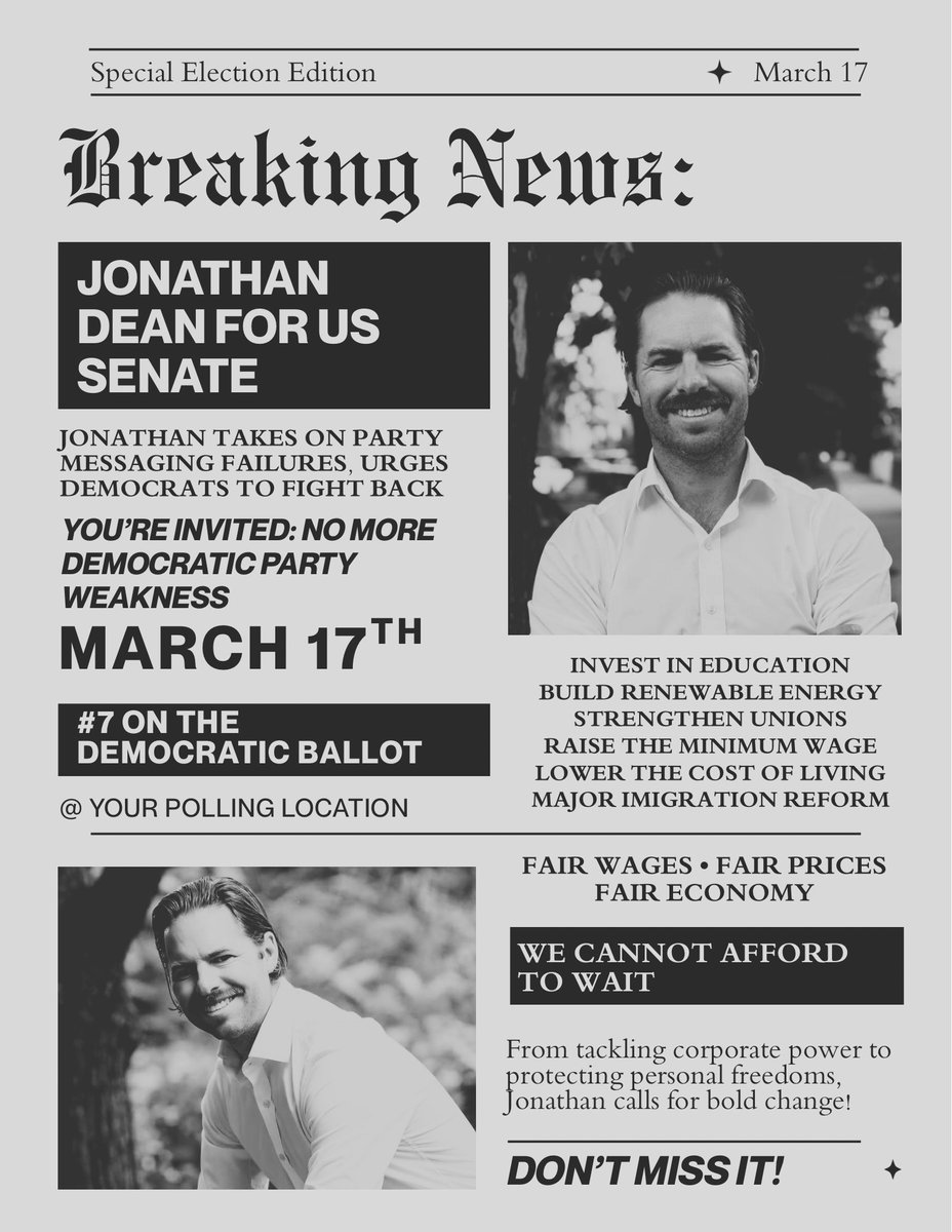Jonathan Dean for US Senate tweet media