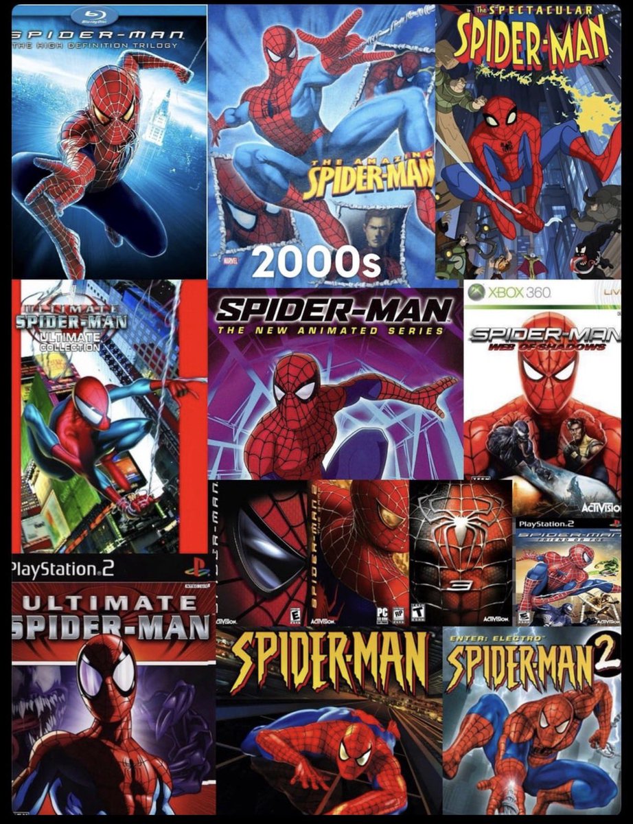 _Richval's tweet photo. Ngl 2000-2008 was probably the best time to be a Spider-man fan. A movie trilogy, bunch of games, 2 really good cartoons, JMS Spider-man and the OG USM running concurrently and a ton of merch and toys. https://t.co/Fn2Z9gqXyg