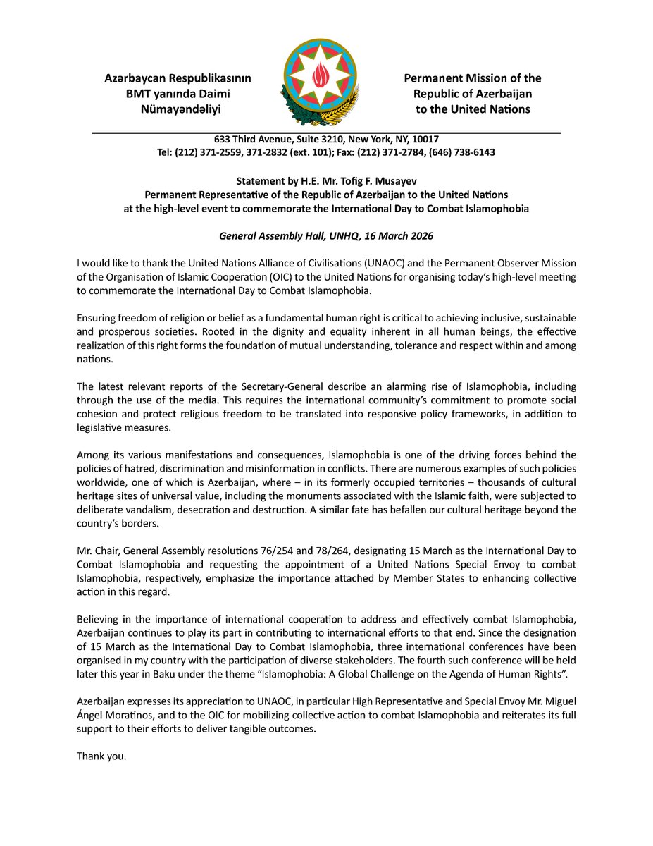 Azerbaijan UN 🇦🇿 tweet media