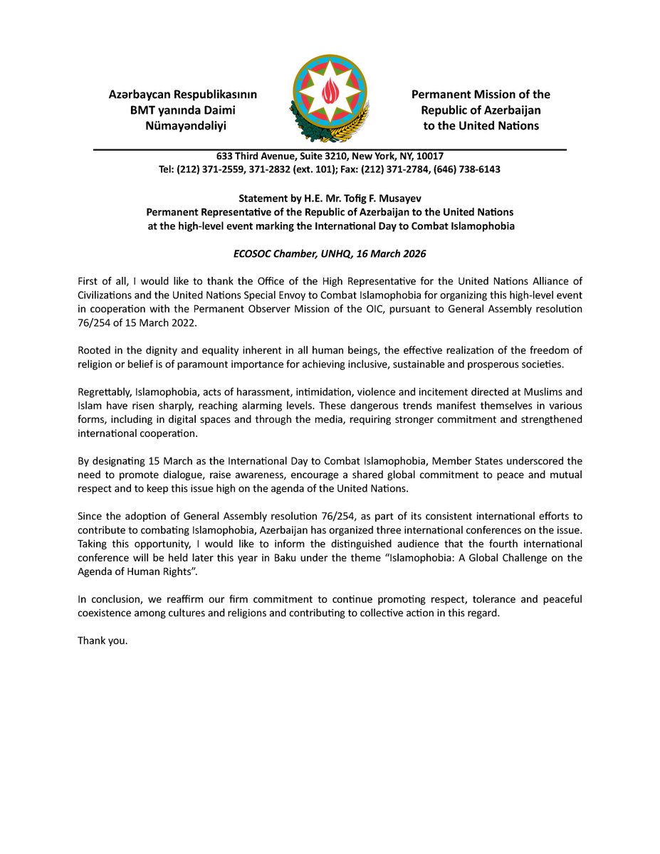 Azerbaijan UN 🇦🇿 tweet media