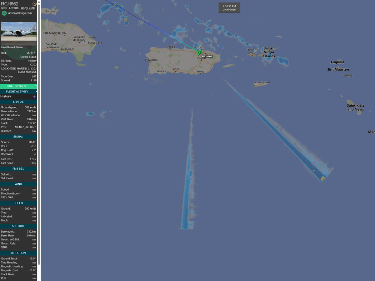 FlconEYES's tweet image. RCH662 | 06-3171 | t.ly/UJHzM | #USAF 
Lockheed Martin Hercules C4 (C-130J-30)
#AvGeek #ADSB #planespotting #16Mar