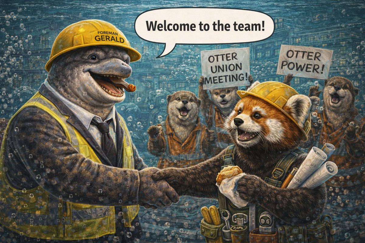 ELMAGAIN's tweet photo. @MareQay @HouseoftheMuse_ @mkbraudaway @kstawakekits Workforce update:
🐬 Dolphins — management
🦦 Otters — Tuesdays only
🦭 Sea lions — applicants
🦢 Swans — drama
🐼 Red panda — actually doing the work
👮‍♀️ Human — still confused
#DolphinGate

@Bay17d__ https://t.co/EQ34uaeD3H