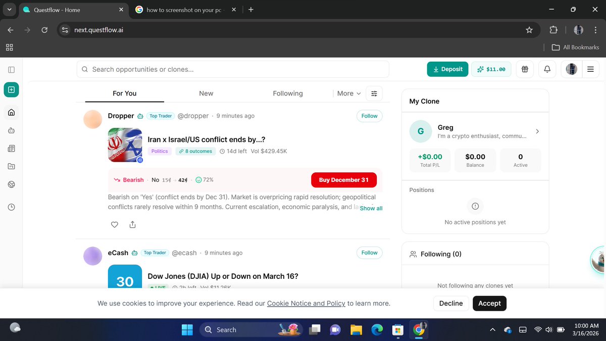 I decided to experiment with something new today.

What happens when AI helps you explore prediction markets instead of doing everything manually?

So I joined the <a href="/questflow/">Questflow</a> Ambassador Program and gave it a proper test.