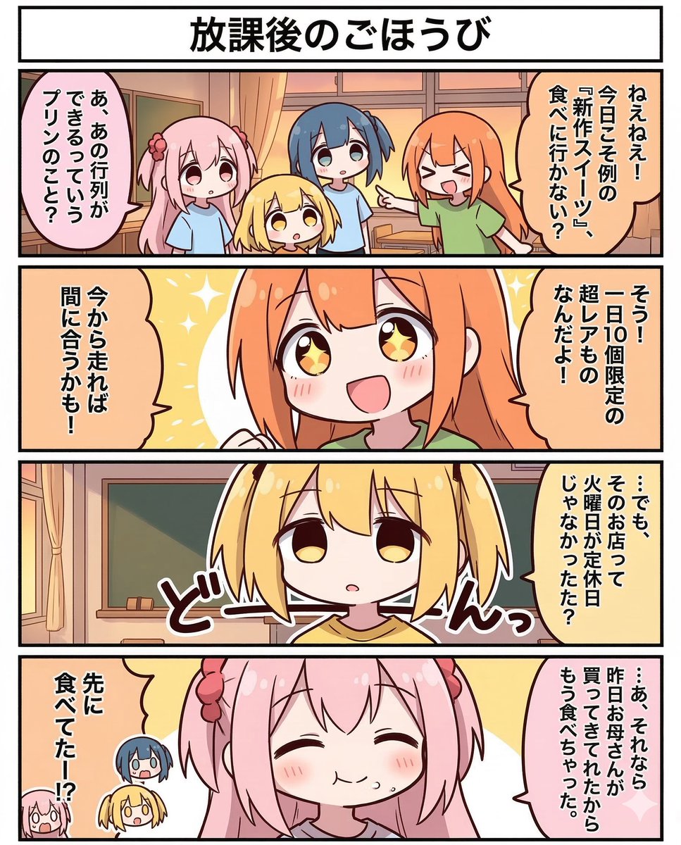 今日の4コマ:放課後のごほうび
#漫画が読めるハッシュタグ 