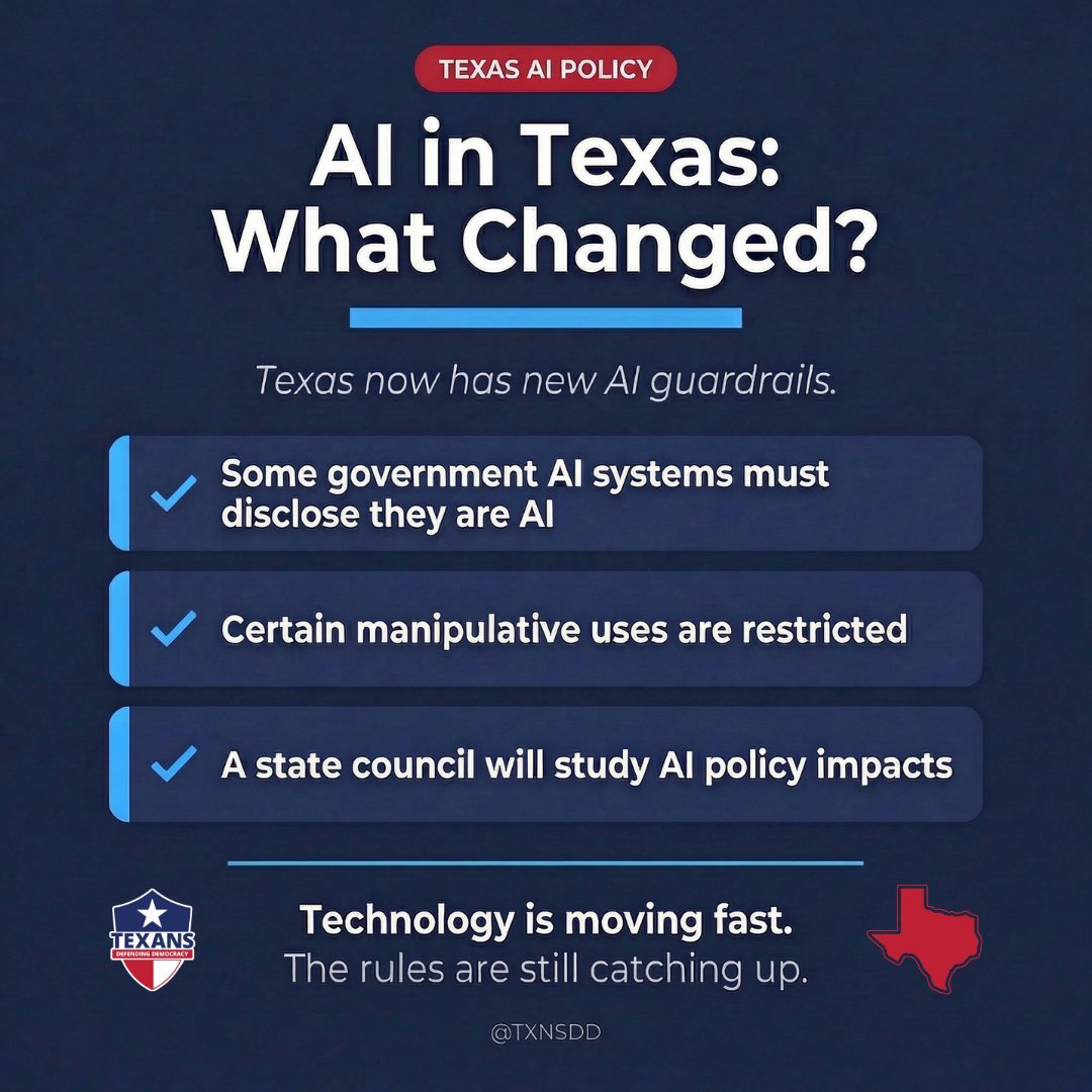 AI is no longer just a tech issue. Texas is setting rules for AI's interaction with the public, including disclosure and limits on manipulative uses. It's important for Texans to understand and be involved in these regulations.