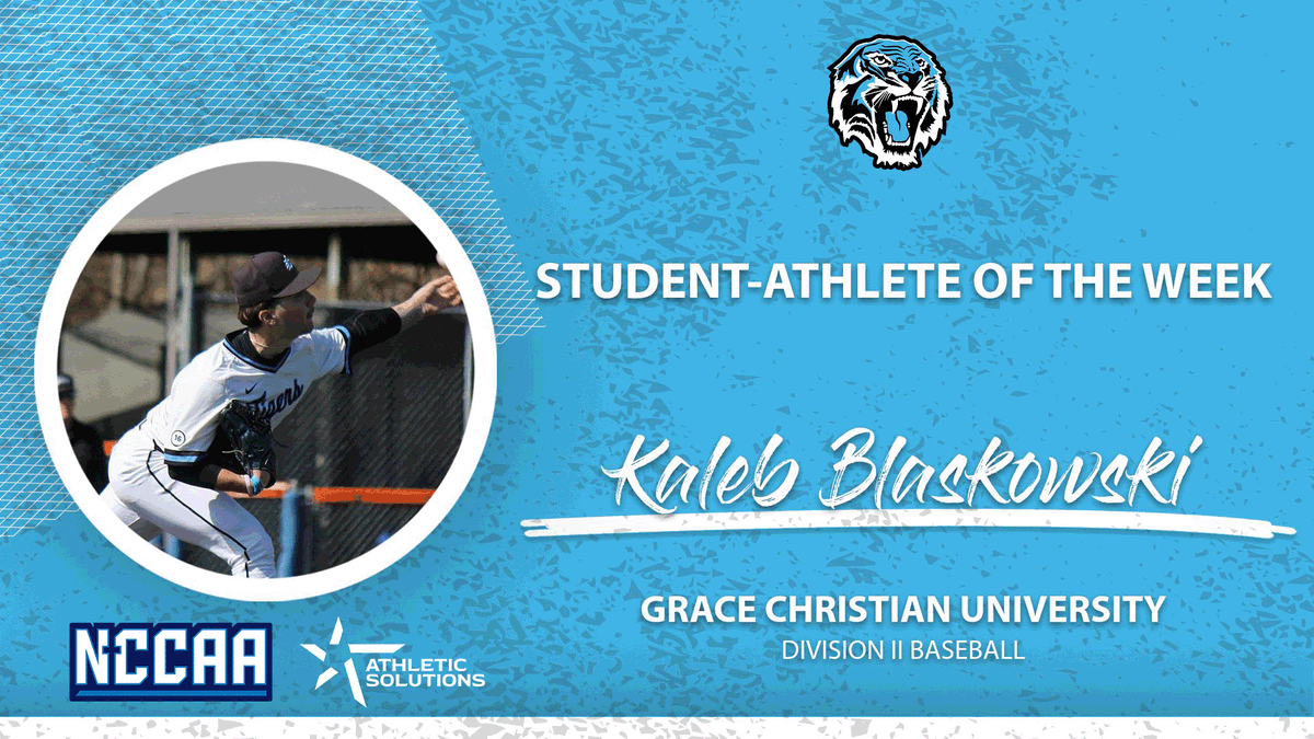 GraceTigersBSB's tweet image. Congrats to @kalebblask3!! Well deserved after two very quality starts on the week and two W's!

Over two starts: 12.0 IP, 12 H, 4 R, 3 ER, 6 K, 2 W, 1 CG
#DoMore