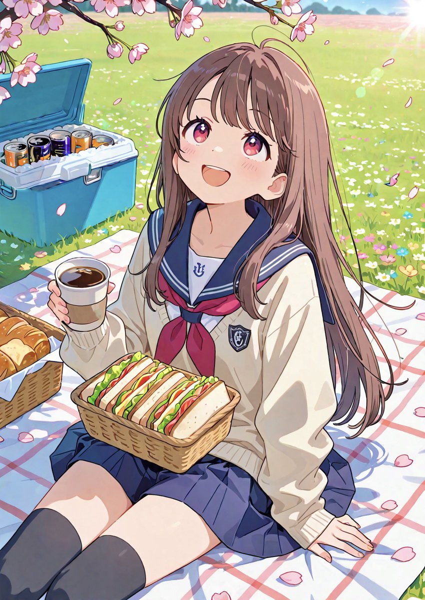 「春色ピクニック」
ぽかぽかの春の日、
桜を眺めながらピクニック。
外で食べるごはんは特別おいしいね。
#WarishitaMix #AIイラスト好きさんと繋がりたい