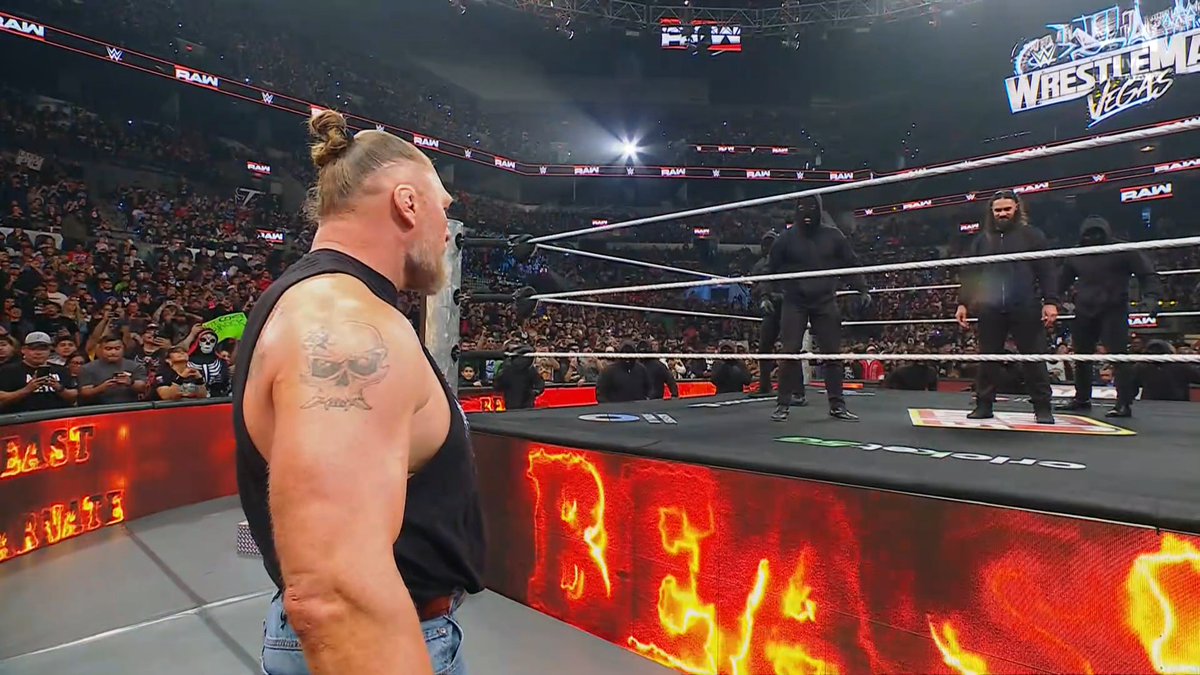 PraveVlogs's tweet image. BROCK LESNAR CAME AND ATTACKED EVERY MASK MAN 😱 SETH ROLLINS vs BROCK LESNAR MATCH AT WRESTLEMANIA IN 2026 ???? 💥 |  RAW ON NETFLIX 2026 MARCH 16  🔥

#WWERaw #RawOnNetflix #WWE #WWEonNetflix #MondayNightRaw #RomanReigns #TribalChief #OTC #CMPunk #WrestleMania #ProWrestling