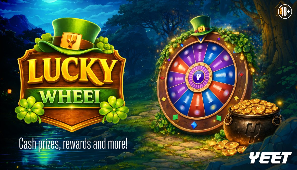 LUCKY WHEEL tomorrow @ 2pm ET

Let's celebrate St. Patrick's Day in the best way possible!

Join us for an event full of prizes, rewards and much more. 

Live on: KICK.com/yeetcasino