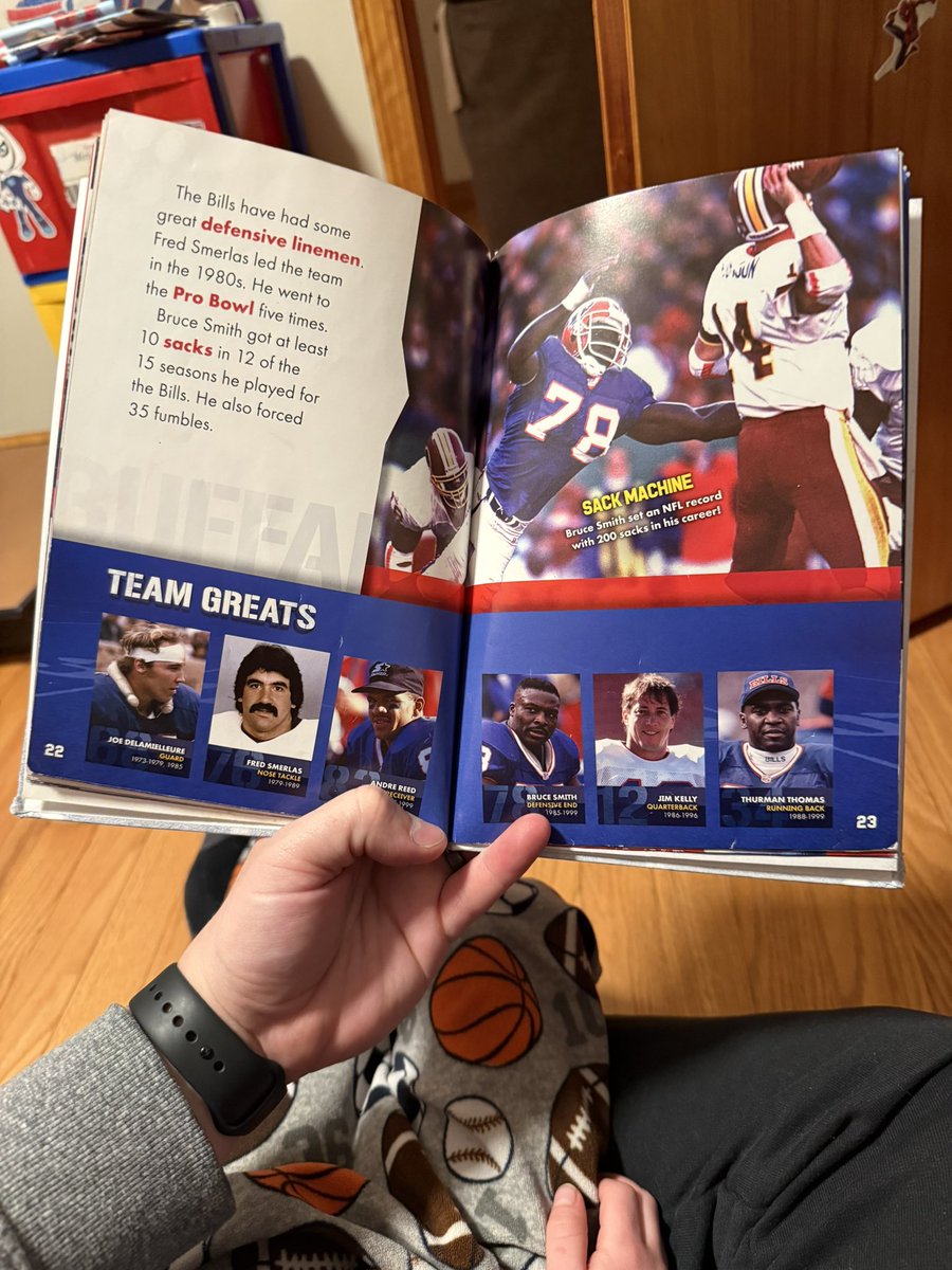 jmeldred24's tweet photo. Reading my son a book on the history of the Buffalo Bills. When we got to the page listing some of the greats, I had to tell him all about @Ostroski_BigO as they forgot to put him on the page! https://t.co/RxLoRmzAdz