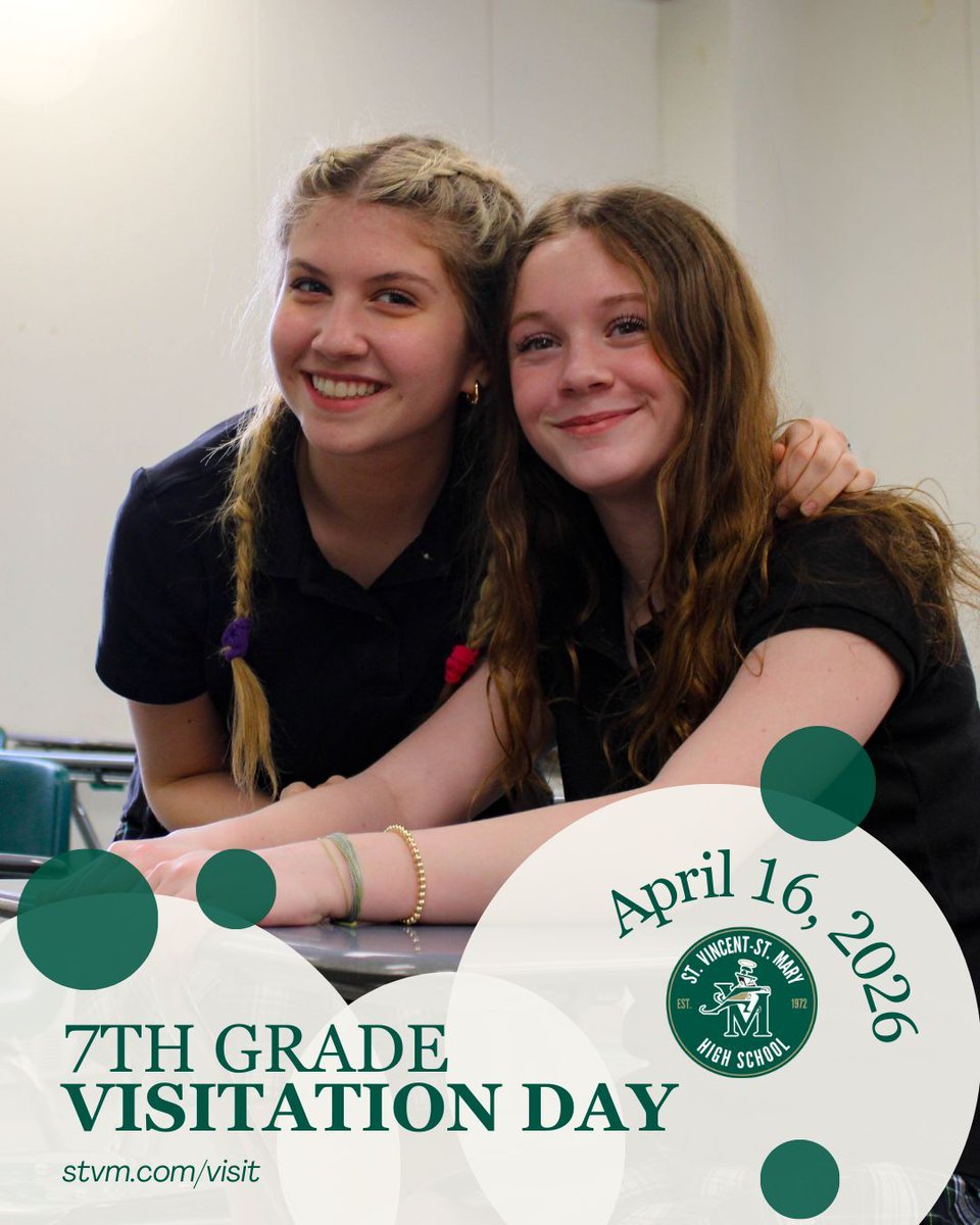 stvmirish's tweet photo. One month to go! ☘️

Join us April 16 for 7th Grade Visitation Day and experience the spirit of STVM. Explore campus, meet students and teachers, and see what makes STVM special!

👉 https://t.co/RXbzvOg0np

#STVM #FutureIrish #IrishPride https://t.co/Dqd5LWOoto