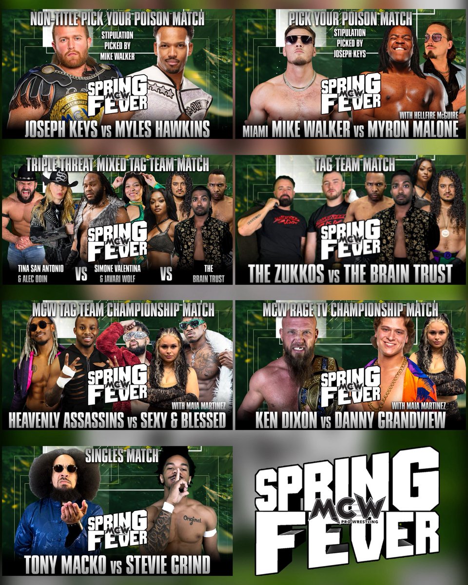 #MCWProWrestling heads west THIS FRIDAY NIGHT with a return to Frederick, #Maryland for #MCWSpringFever 2026 featuring #WWE Hall Of Famer @TeddyLongWrestling and ALL your favorite #MCW Stars 🌟

⚠️Pick Your Poison Co-Main Events⚠️
• @CupOfJoeKeys 🆚 @TheMylesHawkins
•