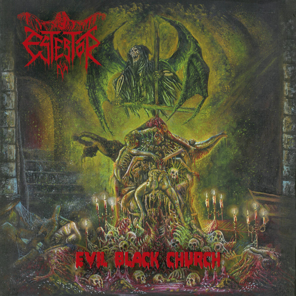 Blacklionrecswe's tweet photo. Estertor EVIL BLACK CHURCH is set for release on June 12th This third album draws inspiration from classic Italian horror films such as Demons, Black Sunday, Aquarius, and From Beyond. 
#thrashmetal #speedmetal #80smetal https://t.co/pZZ4Cwzt4r
