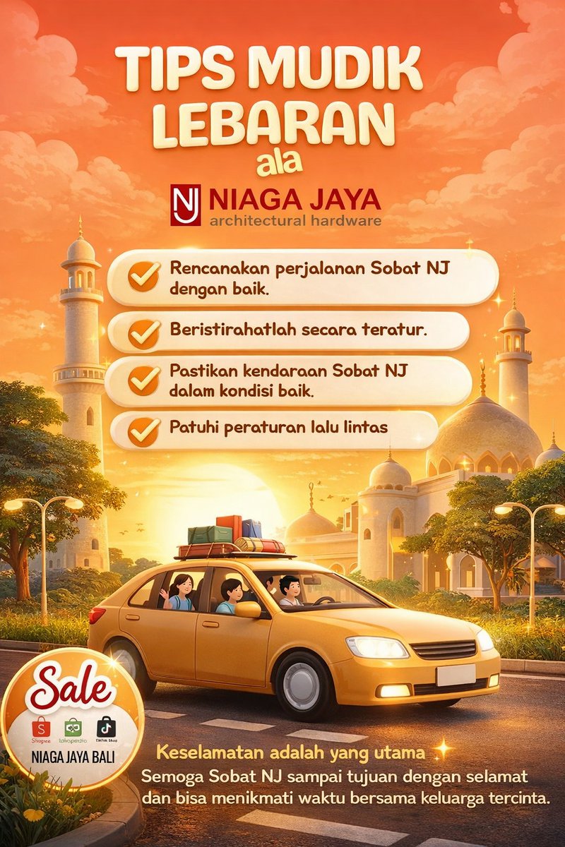 NiagaJayaBali's tweet photo. π TIPS MUDIK LEBARAN ALA NIAGA JAYA
#NiagaJaya #TipsMudik #MudikLebaran #MudikAman #SobatNJ #mudikamanbahagia #lebaran #tips #trendings https://t.co/2TUAupfRnA