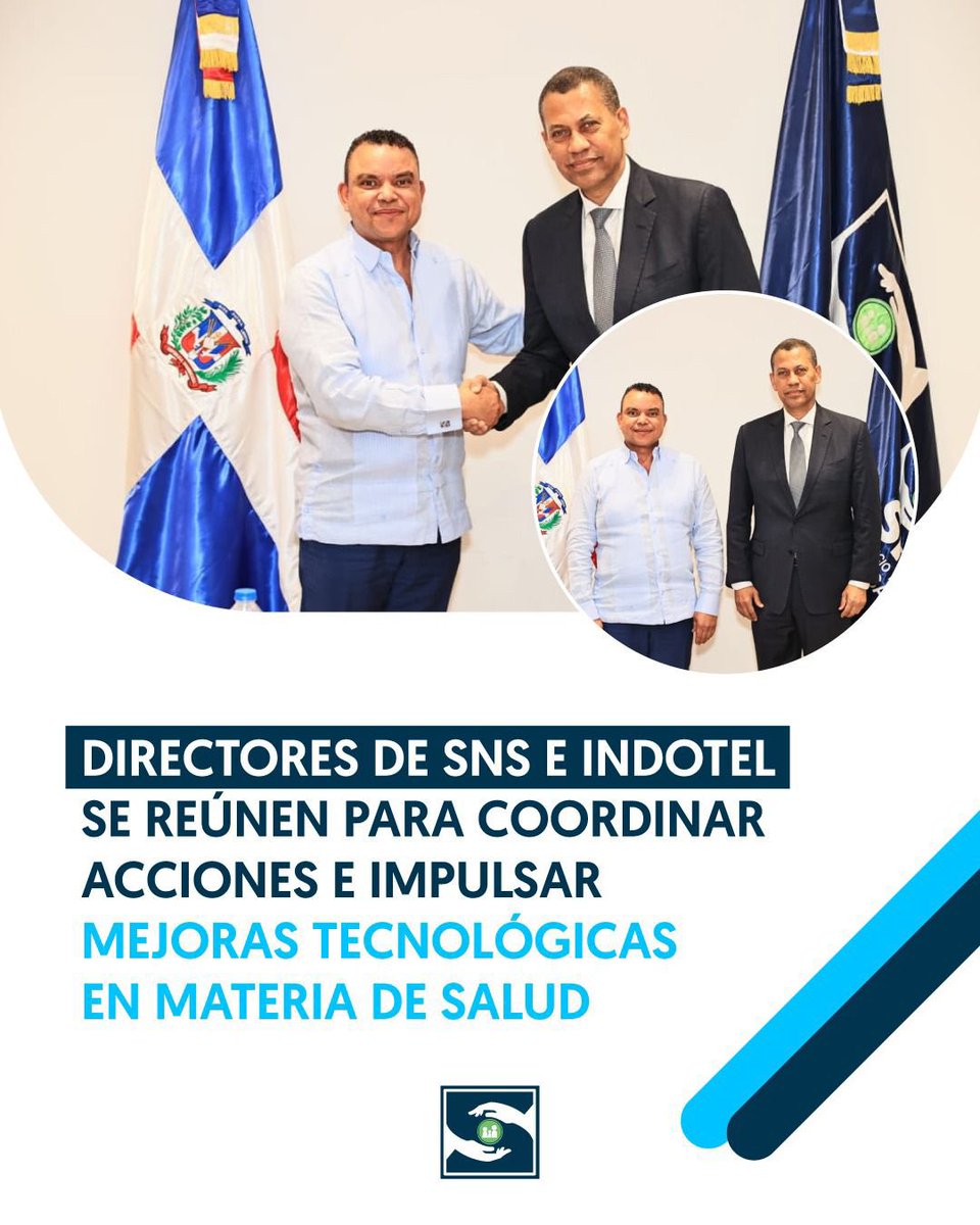 SNSRDO's tweet photo. ✅ Avanzamos en la modernización

🤝El director del SNS, @drjuliolandron, sostuvo un encuentro con el presidente del @IndotelRD, Guido Gómez Mazara, en el que se coordinaron importantes decisiones interinstitucionales orientadas a fortalecer la conectividad en la Red Pública. https://t.co/Zt8qo3FeUM