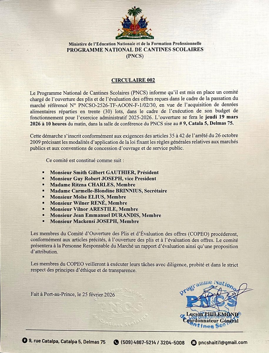 Programme National de Cantines Scolaires tweet media