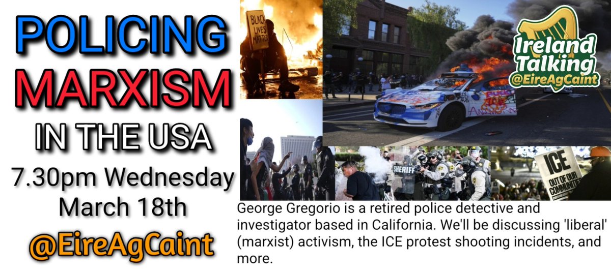George Gregorio is a retired police detective and investigator based in California.

We'll be discussing 'liberal' (marxist) activism, the ICE protest shooting incidents, and more. Wed 18th March, 12.30pm Pacific Time/7.30pm Irish time. x.com/i/spaces/1wxWj…