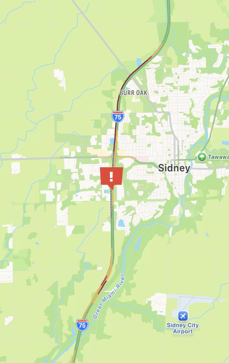 ODOT_Dayton's tweet photo. SHELBY COUNTY: I-75 South CLOSED 1 mile beyond SR-47/Sidney/Versailles (MM: 91.2), due to a crash. Use alternate route. https://t.co/JBA7xDcACV