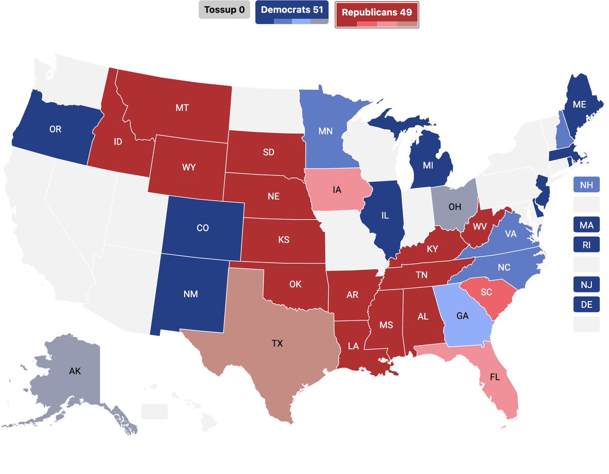 election_oracle's tweet photo. Election prediction for 2026 #1. 

Ohio, Texas and Alaska are really on the cusp, and could go either way. https://t.co/wqWzJ2iDUN
