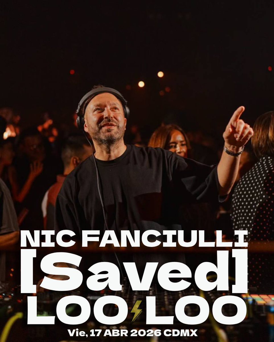 NochesElectroMx's tweet image. NIC FANCIULLI llega a LOO LOO con su sello SAVED RECORDS y viene acompañado de invitados especiales⚡️

Viernes 17.Abril.2026 #CDMX 🇲🇽
Boletos y Mesas VIP 📲🎟️ #PrecioEspecial
▶️🔗 linktr.ee/nocheselectron…

#WeAreLooloo