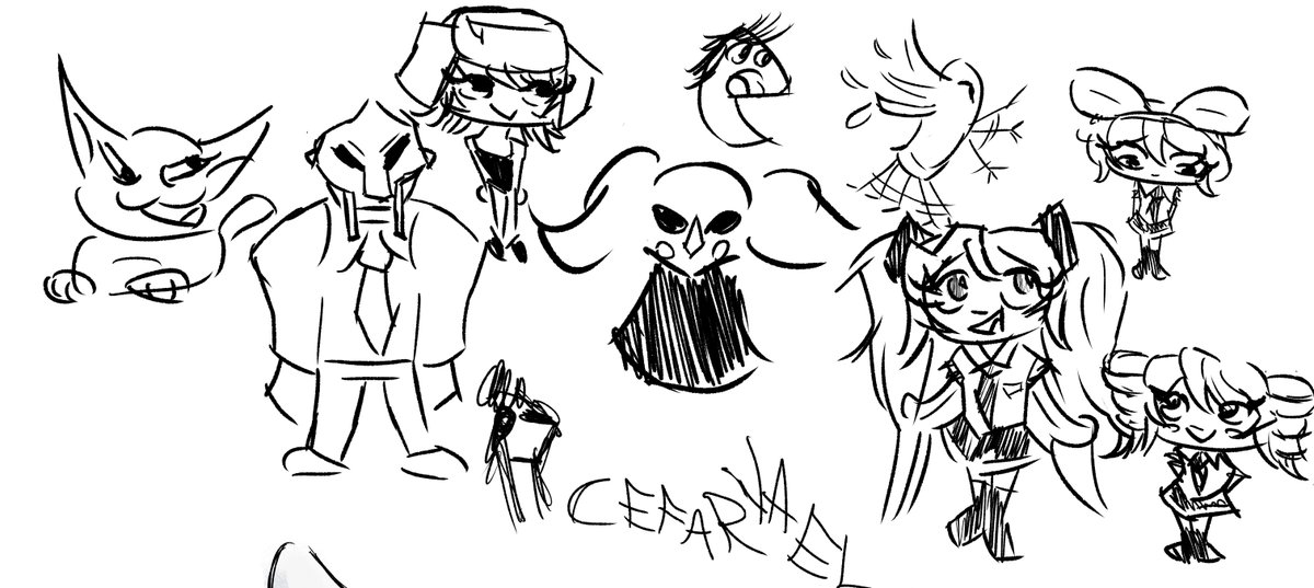 Cefarvael's tweet photo. Drawing of an OC (Bunny). This drawing is a bit old, I made it mostly to test different ways of painting digitally. Anyway, there are also a bunch of random sketches of things on the top of it. https://t.co/Q4fFIh0Rqo
