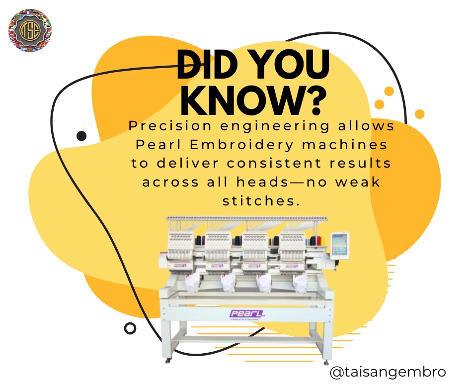TaisangAE's tweet photo. 💡 Did You Know?
With PEARL Embroidery Machines, precision engineering ensures every head works perfectly — delivering consistent, flawless stitches every time.🧵✨
Create with confidence and keep your production smooth! 🚀
📩https://t.co/GtkHRL6xxW
Celebrating 21th Anniversary! https://t.co/gusMFI7egZ