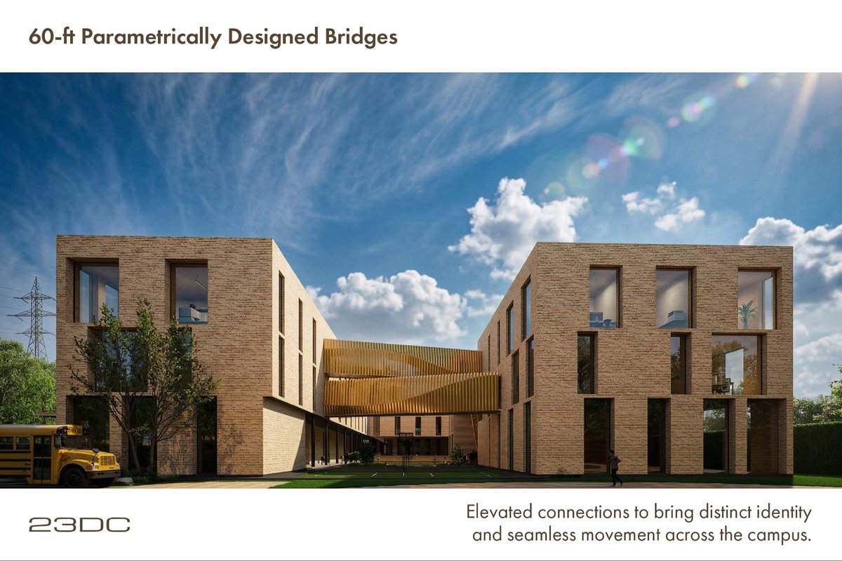 23DC_Architects's tweet photo. IVY World School by @23DC_Architects reimagines school architecture in Punjab as a calm, future ready campus where brick, landscape, light, and learning come together to shape everyday student life. 
#23DCArchitects #SchoolArchitecture #Educationalcampus https://t.co/iOebuhoKv1