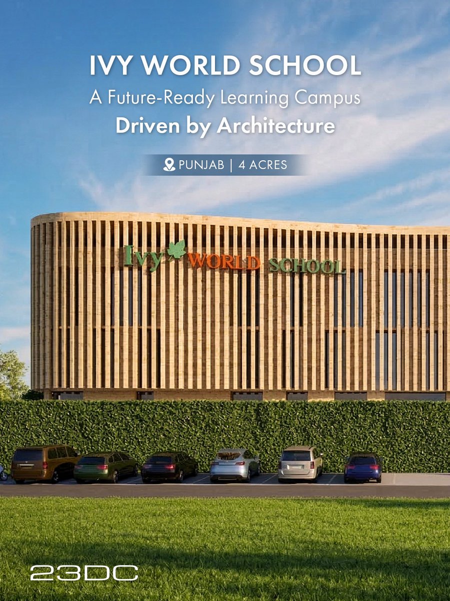 23DC_Architects's tweet photo. IVY World School by @23DC_Architects reimagines school architecture in Punjab as a calm, future ready campus where brick, landscape, light, and learning come together to shape everyday student life. 
#23DCArchitects #SchoolArchitecture #Educationalcampus https://t.co/iOebuhoKv1