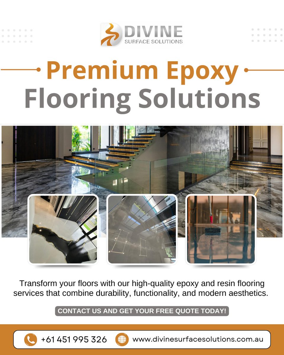 DivineSolution_'s tweet photo. Transform your space with premium epoxy flooring ✨ Durable, stylish &amp; built to last.

Get your FREE quote today!
📞 +61 451 995 326
🌐 https://t.co/VPxz2owkng

#EpoxyFlooring #ModernSpaces #DurableFloors #InteriorUpgrade #DivineSurfaceSolutions https://t.co/Ndya6PfKhb