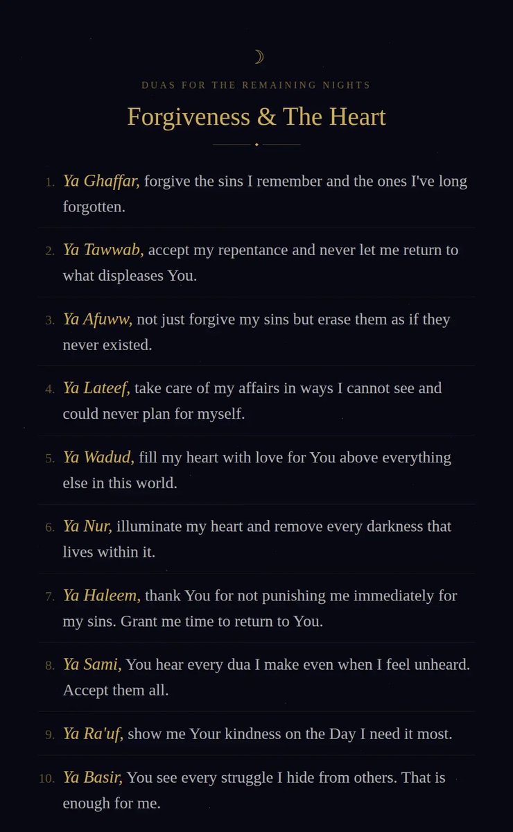 deenbynature's tweet image. Duas using the Names of Allah 

Forgiveness • This Life • Akhirah • Ramadan

Don't just say Ya Allah. Call on Him by His Beautiful Names.

• Save this to read daily. 

#Ramadan #LaylatalQadr #NamesOfAllah #IslamicReminder #deenandnaturevibes