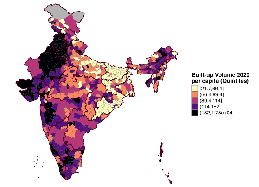 EACtoPM's tweet photo. Illustrating distribution &amp; intensity of built infra across the country, the paper maps urbanisation through built-up volumes across districts of India for 3 parameters:
(1) Levels of Built-up Volume
(2) Growth Rates of Built-up Volume by Area
(3) Built-Up Volume Per Capita https://t.co/2NCcMn6qD7