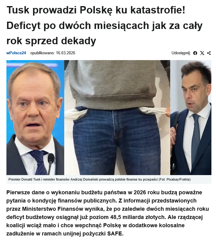 To nie są tylko informacje prasowe czy jakieś tam analizy. Boleśnie się wszyscy przekonamy o tym już niebawem. Zauważcie, że prędkość szkodzenia i zadłużania Polski przez tę narzuconą socjotechniką Berlina i Brukseli ekipę wzrasta wraz z przybliżaniem się końca ich kadencji. To