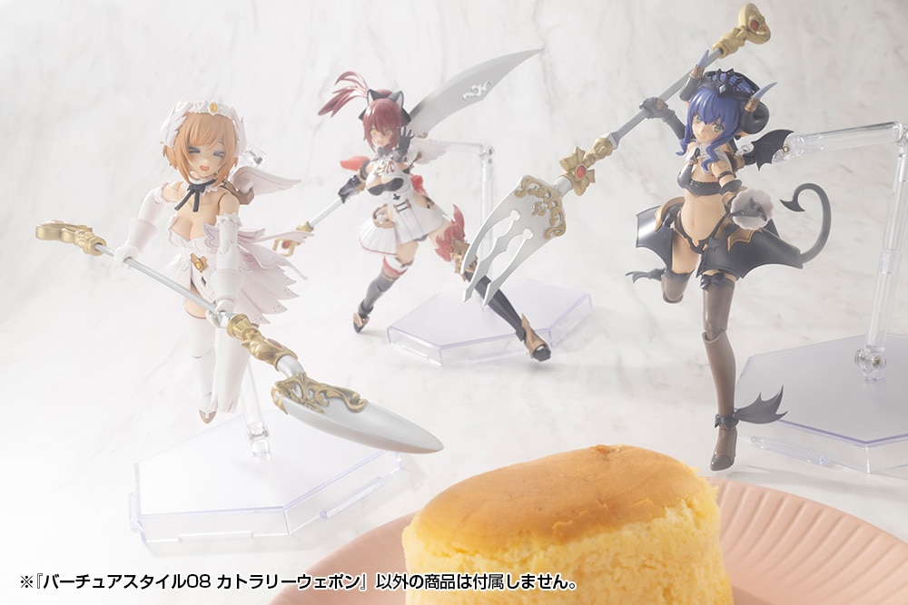 kotobukiya_npb's tweet image. 【コトブキヤ日本橋3F】新商品：「バーチュアスタイル08 カトラリーウェポン」（税込￥1,760）入荷いたしました！
彫刻や宝石をあしらったデザインが魅力の“食器”モチーフ武器セット❕スプーン・フォーク・ナイフの3種がセットでファンタジックで可愛らしいキャラクター演出に最適✨
#MSG