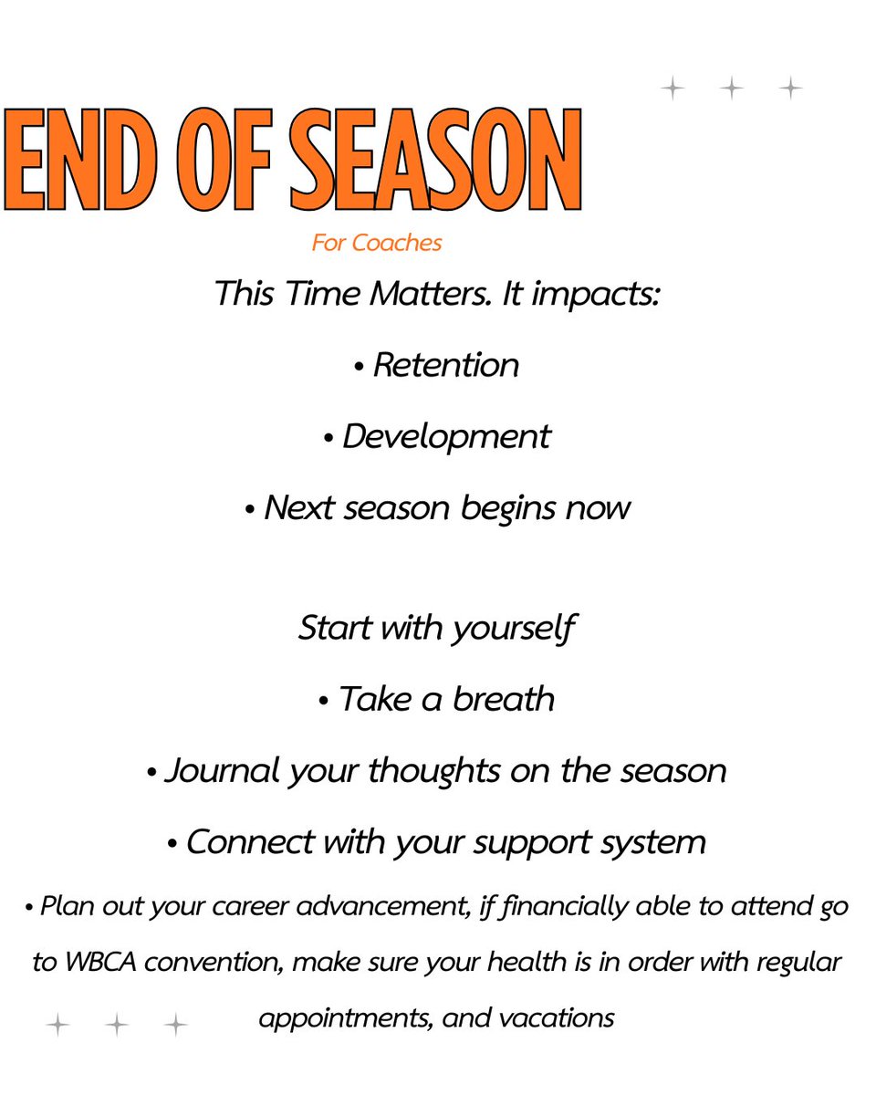 Ali_Bouman's tweet image. This one’s for the Coaches✨

End of Season Meetings aren’t the end…
They’re the start of next season!

Take care of yourself so you can lead your team with the best intention, clarity, and purpose!
