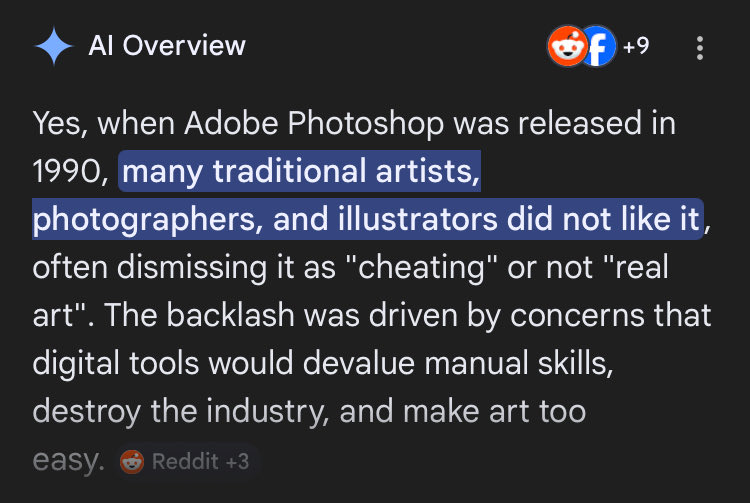 Yes.

I wonder if traditional artists mindlessly screamed when Photoshop was released… oh wait-