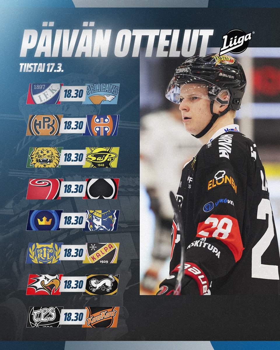 smliiga's tweet photo. Liigan runkosarja 2025-26 huipentuu tähän iltaan! 🔥

🎟️ Liput: https://t.co/E3WKpT5RQj
📺 Katso: MTV Sub &amp; MTV Katsomo

#Liiga https://t.co/j9zPOf7kJj