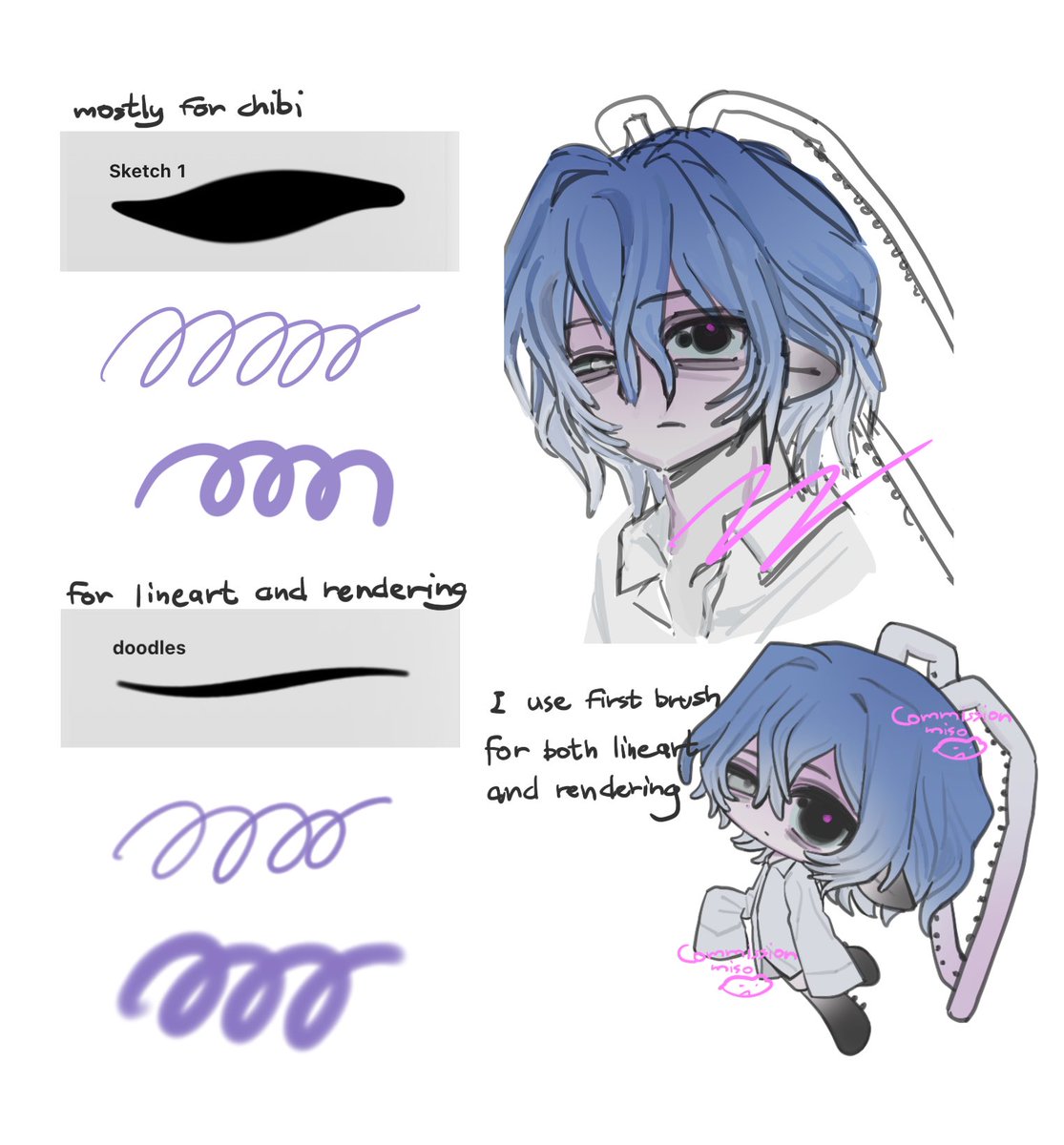 "what brush do you use?" -> Hi ^ _ ^ I use my own custom brush and this another brush is from giveaway event, I’ve got it  for a long time I’m not sure if I can share it with anyone I’m very sorry 😢 here are my example for how to use them !