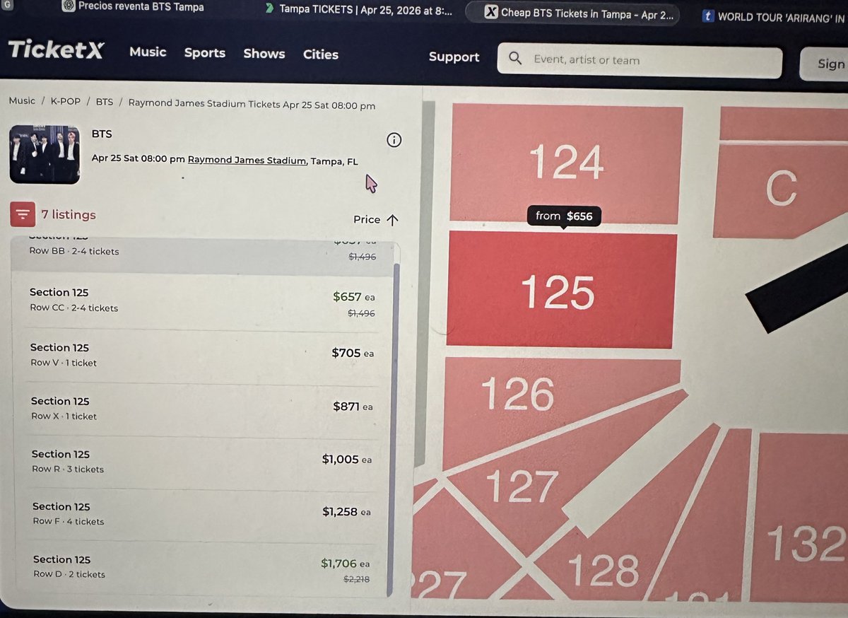 lisandrazf97's tweet photo. WTS 💜 BTS Tampa 4/25
4 tickets together Sec 125 • Row N Seats 21–24
$850 each
ARMY presale tickets ✨ Transfer via Ticketmaster
DM if interested!
#WTSBTS #BTSTampa #ARMY #BTSTickets https://t.co/Jc8bIacOxp