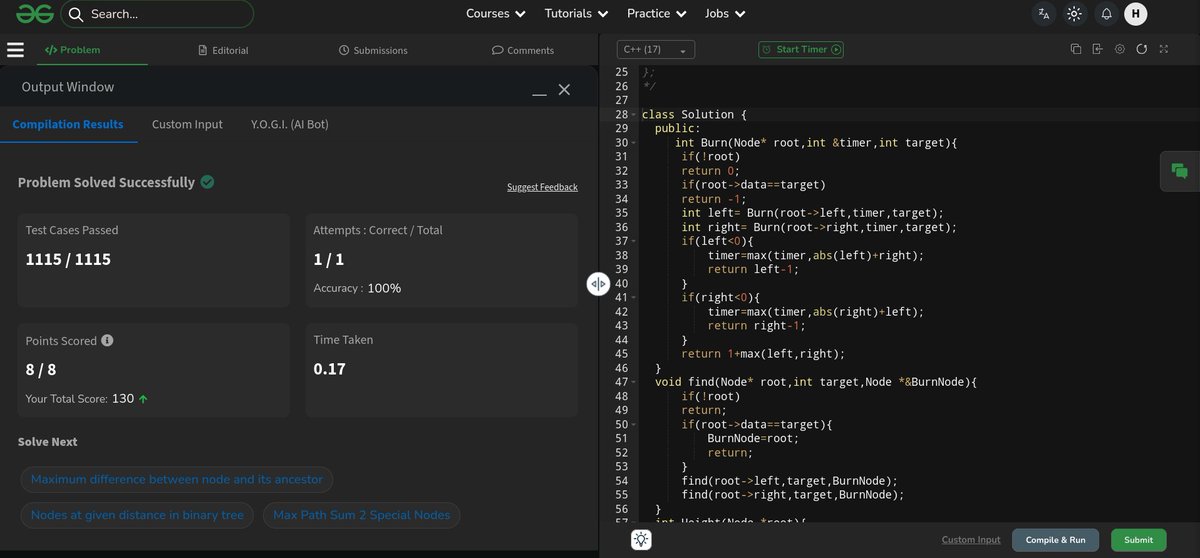 Harshit42077's tweet photo. 🚀 Consistency is the key to growth !
Day 29 of my #60DaysOfcodeChallenge.
Today I solved the POTD "Burning Tree". It was very difficult problem . It took only some time to solve it out for this all thank you very @geeksforgeeks and @NPCI_NPCI 
#npci 
#geekstreak60 
#POTD
#Coding https://t.co/Dl8TjcpEfH