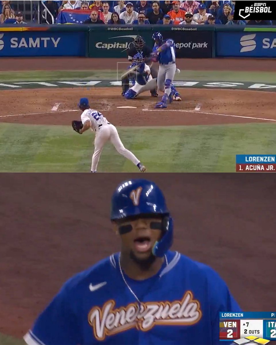 ESPN_Beisbol's tweet photo. ¡Venezuela le da la vuelta al partido!🇻🇪🤩⚾️

Con una fiesta de Hits, Venezuela se poNen al frente ante Italia, Ronald Acuña empató el partido y Maikel García y  Luis Arraez pusieron dos hits más para remontarlo.🔥⚾️ https://t.co/6fru2UhsRw