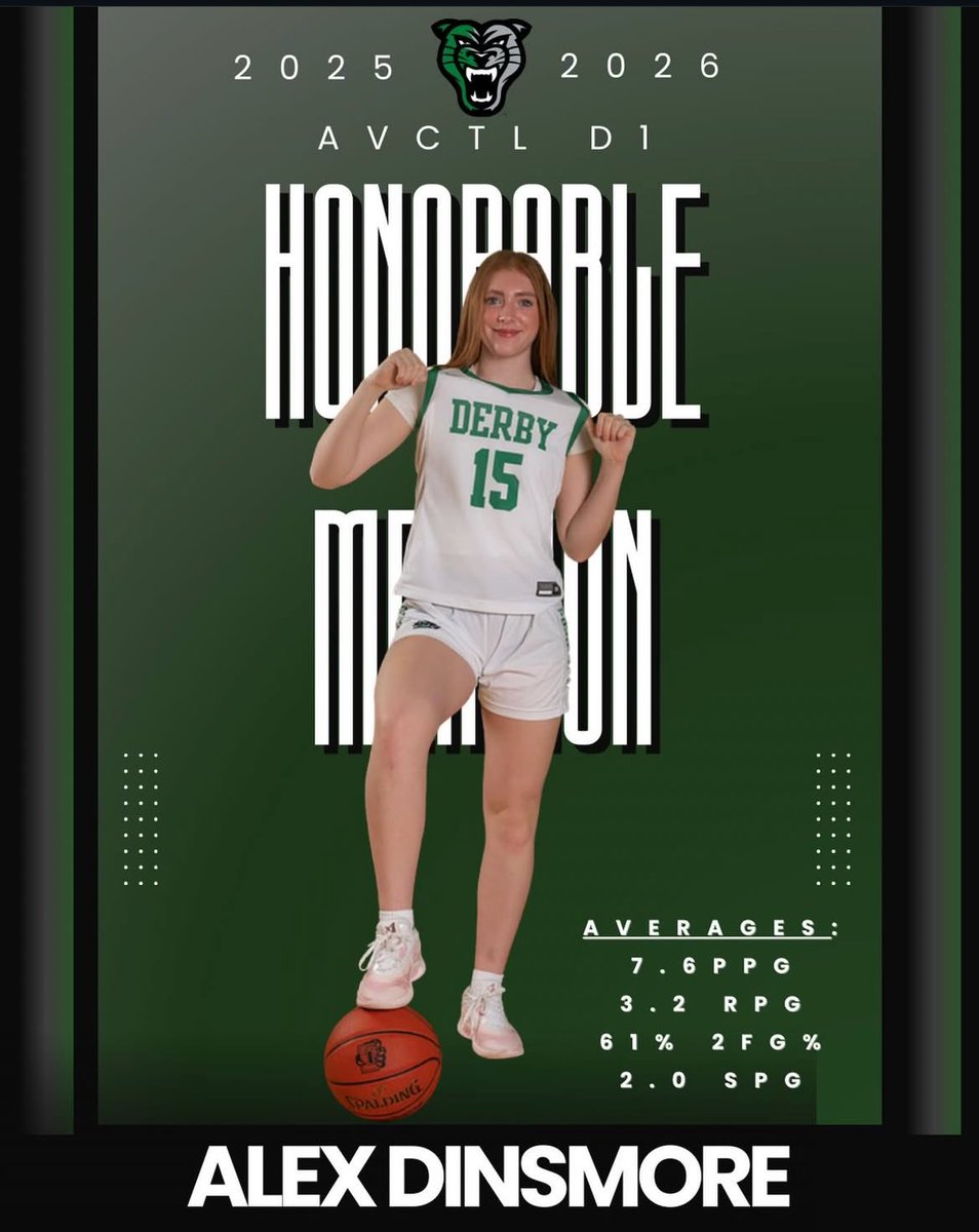 LadyPantherBB's tweet image. Congratulations to So. Alex Dinsmore for being recognized as Honorable Mention for ACVTL D1! 

#GreenIsMagic #BuiltTOUGH