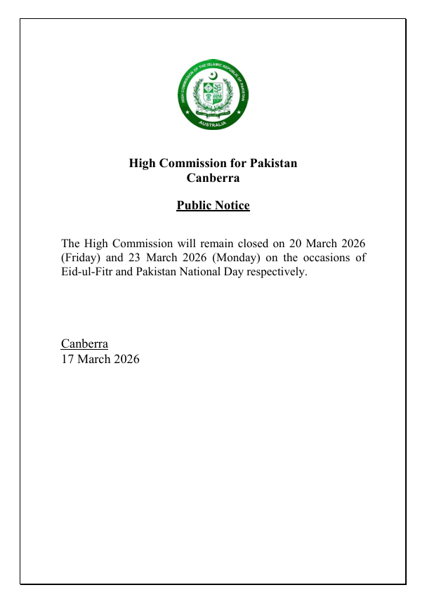 Pakistan High Commission Australia tweet media